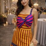 rannivat striped raw silk silhouette dress