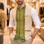 opulent peace silk and cotton blend half jacket