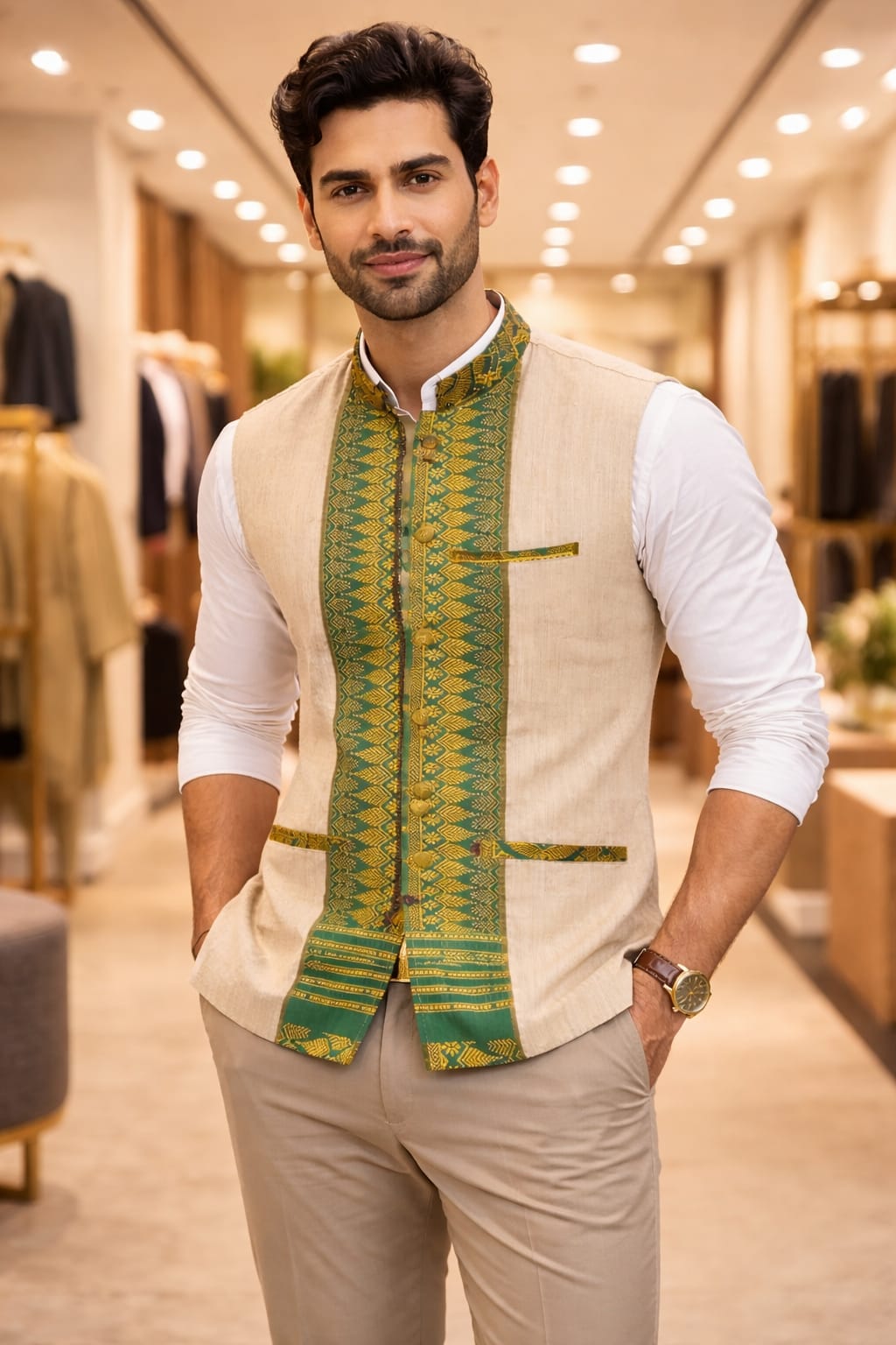 opulent peace silk and cotton blend half jacket