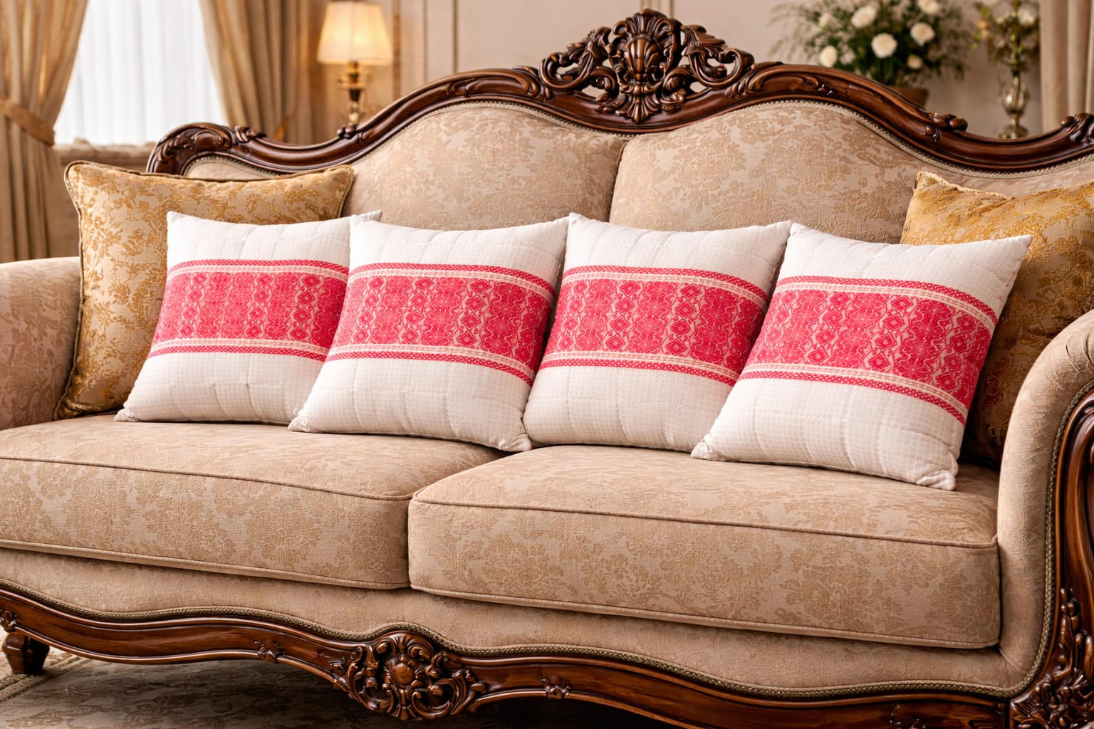 ad decor luxurious kesapat cushion cover set ( set of 5 cushion cover)