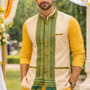 opulent peace silk and cotton blend half jacket