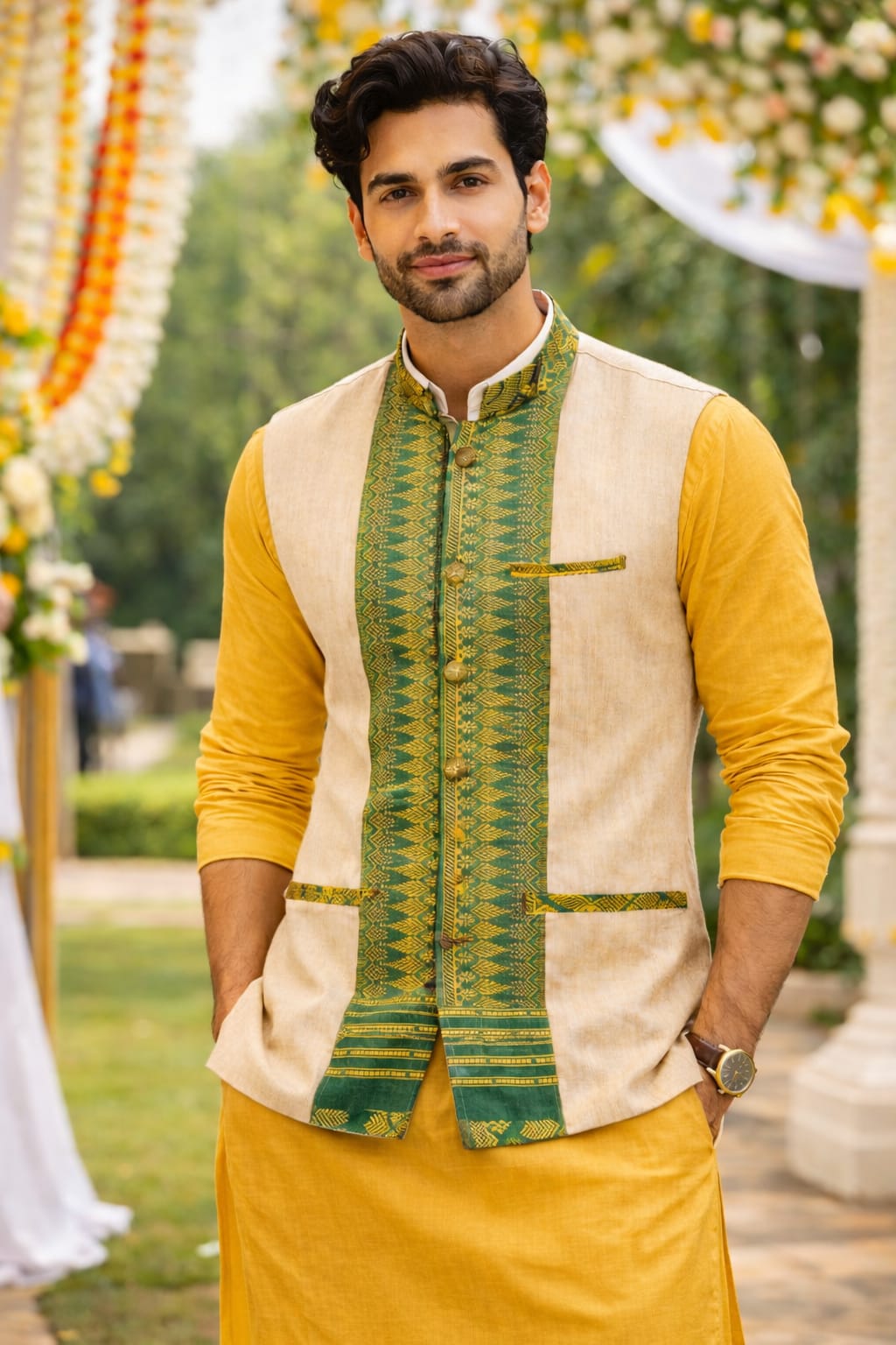 opulent peace silk and cotton blend half jacket