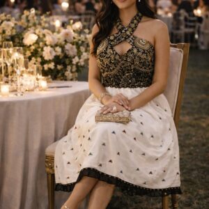 Home rannivat halter neck elegant dress made of kesapat cotton