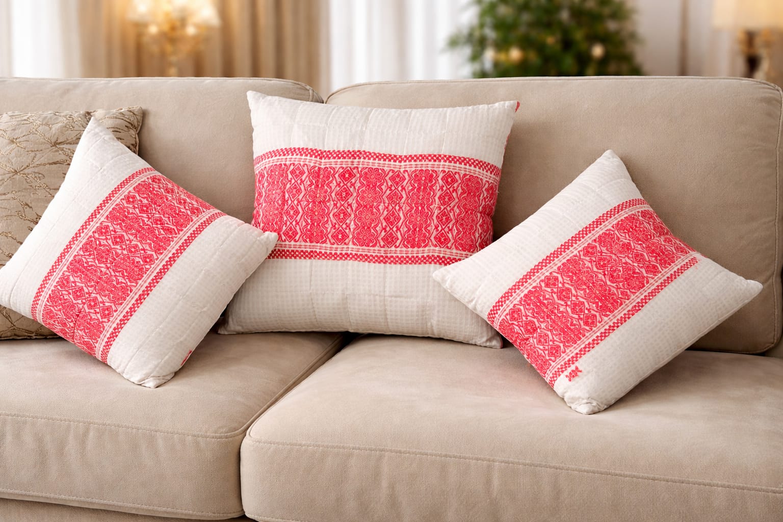 ad decor luxurious kesapat cushion cover set ( set of 5 cushion cover)